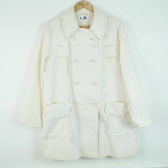Vintage M L Peacoat 60s Mod Swing A Line Cream White Preppy Retro Spring Twee - Picture 1 of 13